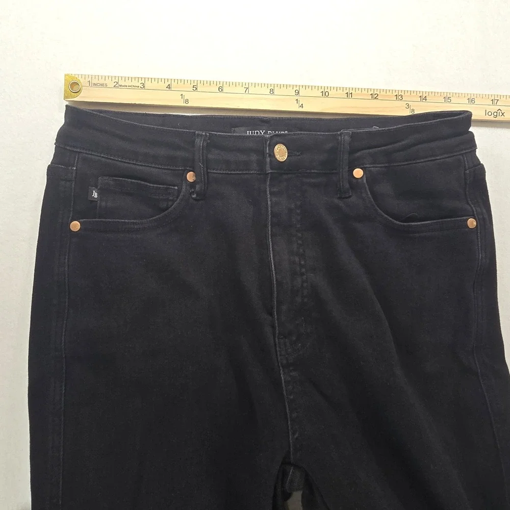 Judy Blue Black Flare Jeans High Rise Raw Hem JB88599 Womens 13/31